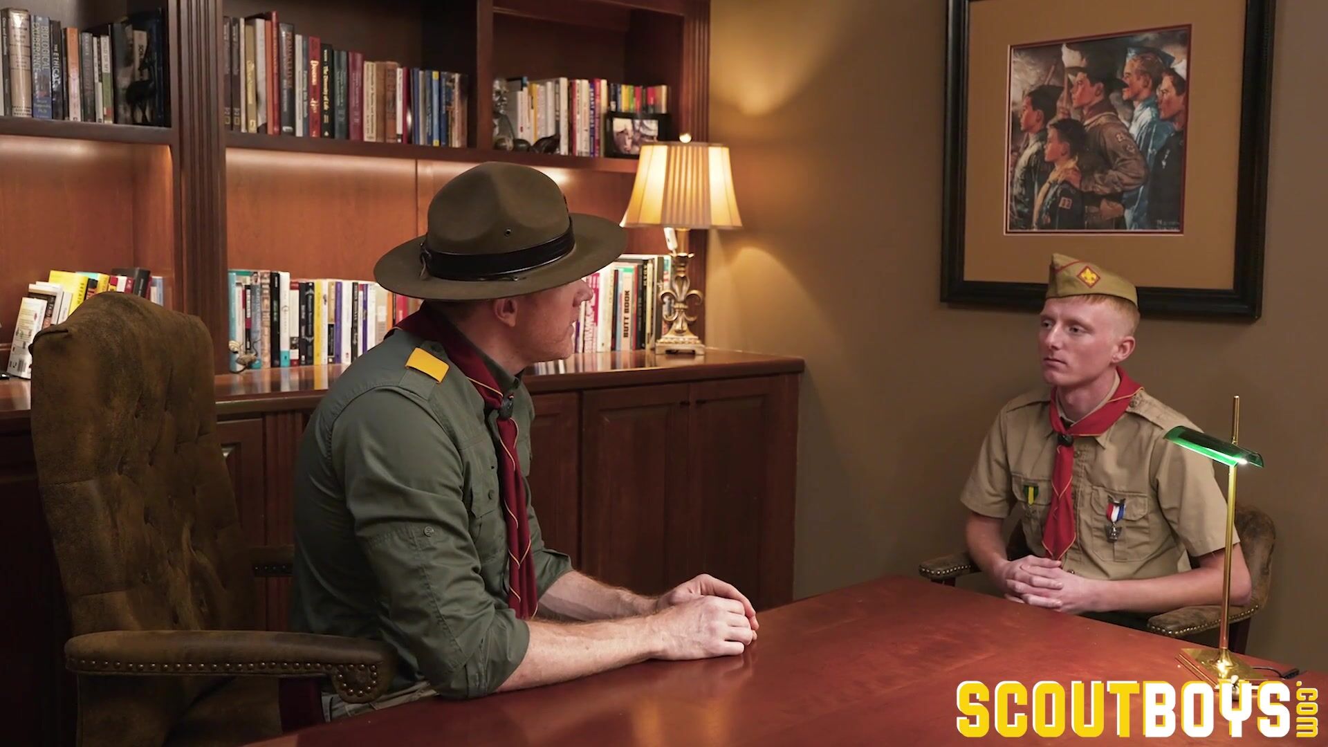 Horse hung Scoutmaster barebacks smooth ginger scout boy