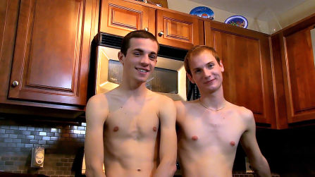 Twinks Conner Bradley and Evan James anal breed in kitchen