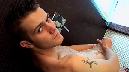 Twink Bryce Corbin showers and fills underwear with cum