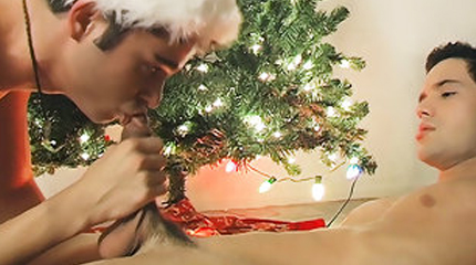 A romantic moment under the Christmas tree
