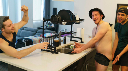 Straight frat bros prank each other and end up fucking