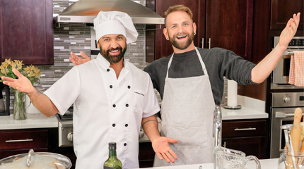 Stuffing raw poultry with chef